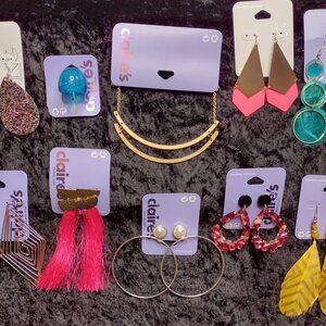 Lot New Claires Icing Necklace Ring Sensitive Hypoallergenic Statement Earrings